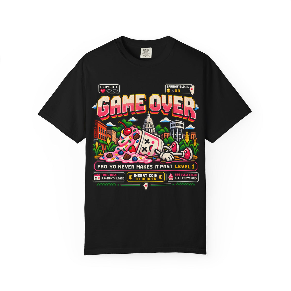 Game Over Fro-Yo Springfield T-Shirt